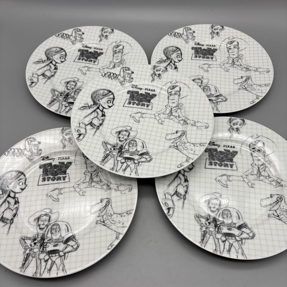Disney Pixar TOY STORY Sketchbook 8" Salad Plate Set Of 5 New With Tags